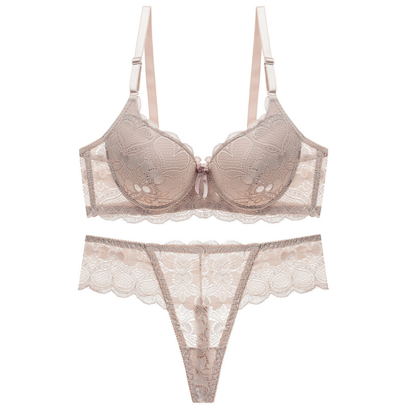 sexy push up lenjerie de dantelă reglabilă acceptă sutien supranumerar pentru sâni sutien îngroșat tanga set de lenjerie de înaltă calitate