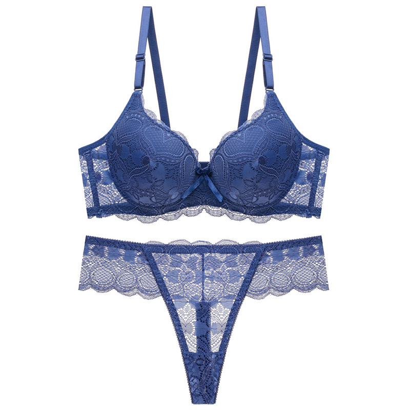 sexy push up lenjerie de dantelă reglabilă acceptă sutien supranumerar pentru sâni sutien îngroșat tanga set de lenjerie de înaltă calitate