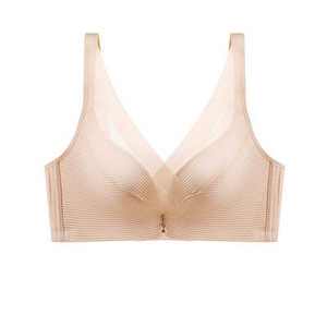 Sutien cu plasă încrucișată, respirabil, dantelă cu dungi Sutien cu push-up din bumbac blând și confortabil, aproape de piele Lenjerie de corp reglabilă fără cusături