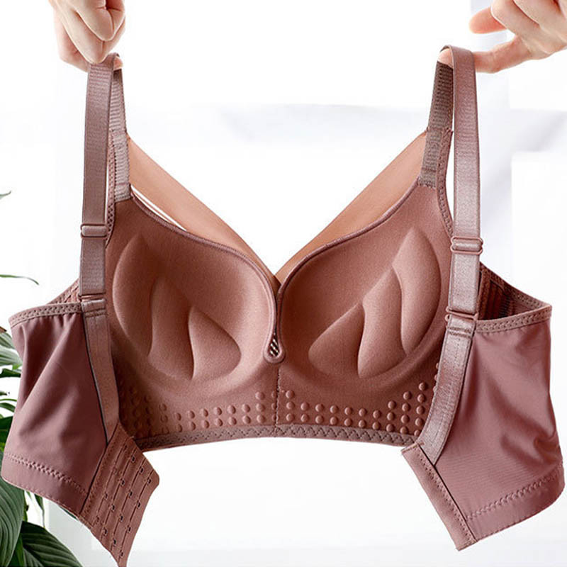 Sutien cu plasă încrucișată, respirabil, dantelă cu dungi Sutien cu push-up din bumbac blând și confortabil, aproape de piele Lenjerie de corp reglabilă fără cusături