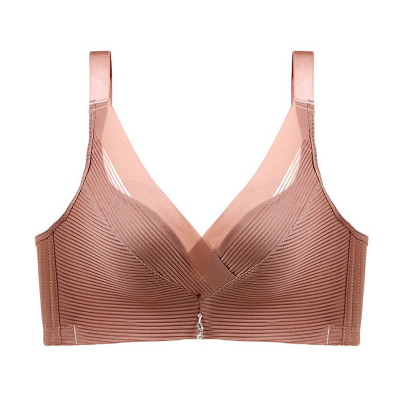 Sutien cu plasă încrucișată, respirabil, dantelă cu dungi Sutien cu push-up din bumbac blând și confortabil, aproape de piele Lenjerie de corp reglabilă fără cusături