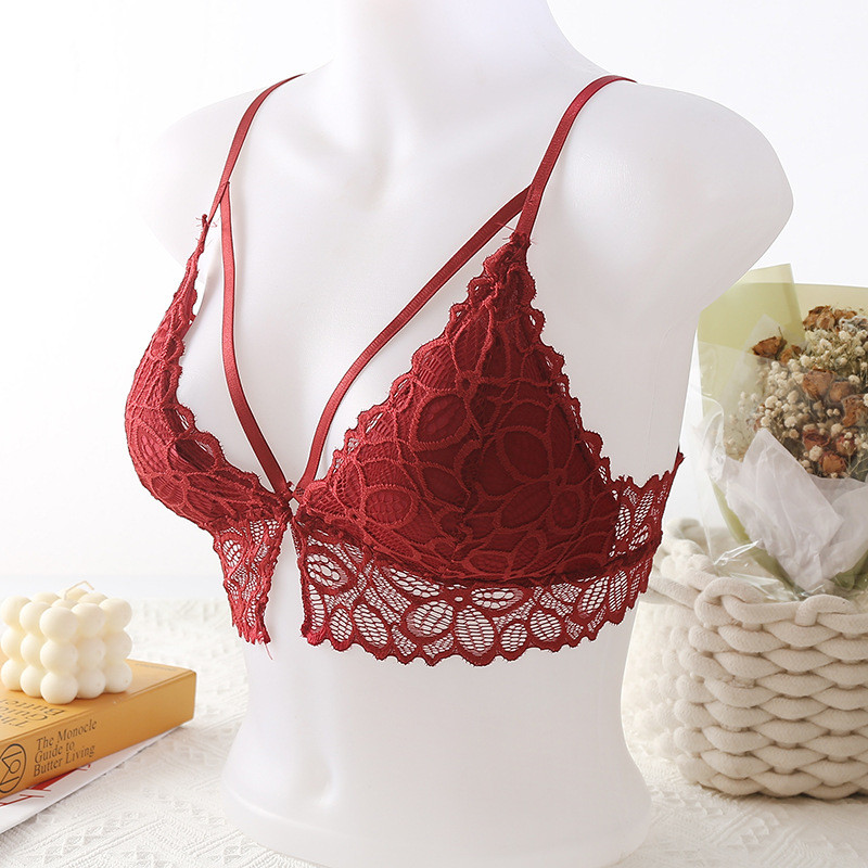 Sutiene din dantelă pentru femei Set de lenjerie intima sexy Bralette fără spate Sutien senzual Slip Lenjerie Chiloți cu talie joasă Lenjerie intima pentru femei
