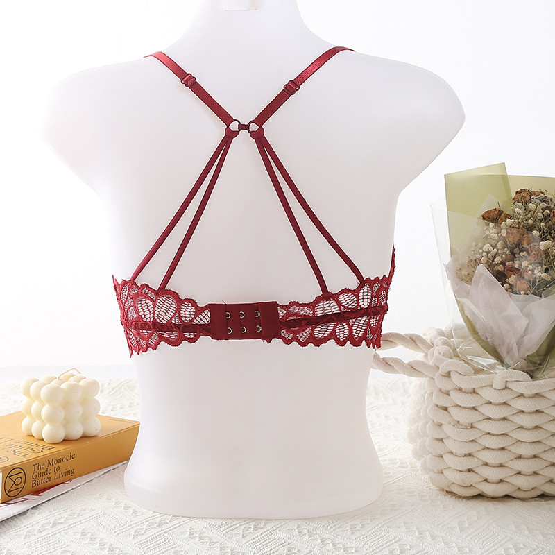 Sutiene din dantelă pentru femei Set de lenjerie intima sexy Bralette fără spate Sutien senzual Slip Lenjerie Chiloți cu talie joasă Lenjerie intima pentru femei