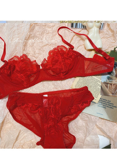 Seksi ultratanki komplet grudnjaka veće veličine prozirna čipkana mrežasta gaza velike grudi skuplja bešavno udobno donje rublje bralette odijelo