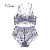 Varsbaby γυναικεία σέξι εσώρουχα με φλοράλ δαντέλα εσώρουχα χωρίς φόδρα ομορφιάς σετ 3/4 φλιτζάνι σουτιέν και εσώρουχο