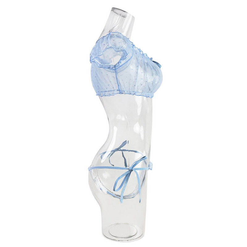 Sexy See Through Lace Up Γυναικεία Σετ Εσώρουχα Επίδεσμος Κοίλο Εσωρούχων Σουτιέν Στριγκάκια G-strings Σετ Εσώρουχα Εξωτικά Κοστούμια Clubwear