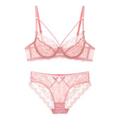 Εξαιρετικά λεπτό, διαφανές δαντέλα Σετ σουτιέν και εσώρουχα, γυναικεία εσώρουχα, σέξι χωρίς επένδυση 2020 Νέο ABCDE Cup 95C 95D