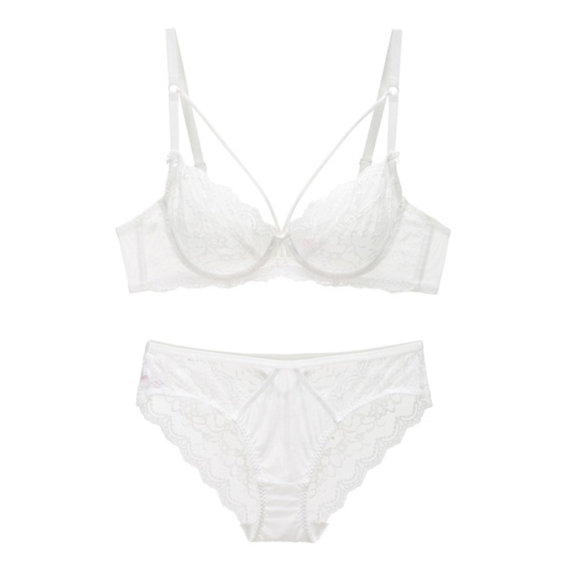 Εξαιρετικά λεπτό, διαφανές δαντέλα Σετ σουτιέν και εσώρουχα, γυναικεία εσώρουχα, σέξι χωρίς επένδυση 2020 Νέο ABCDE Cup 95C 95D