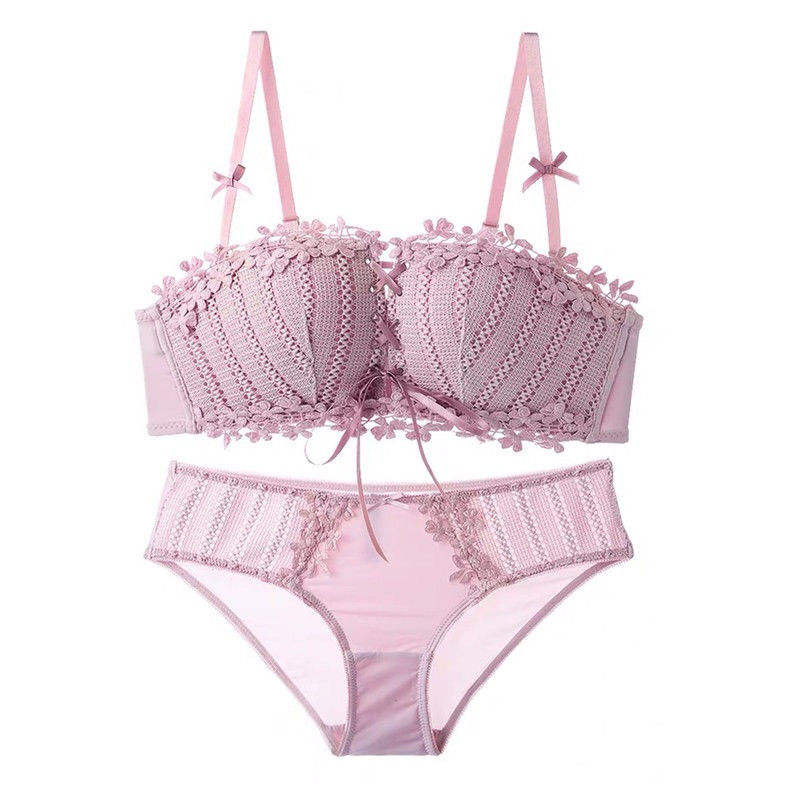Σέξι δαντελένιο φλοράλ σετ εσωρούχων Push Up σουτιέν Γυναικείο Comfort προσαρμοσμένο σουτιέν και σετ εσώρουχα Ασύρματα εσώρουχα χωρίς ραφή πλάτη Bralette