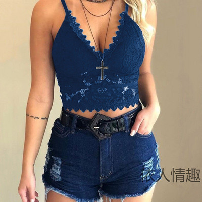Camașă înfășurată în piept cu bretele din dantelă Top Lenjerie intima nouă pentru dama Camolă Negru Alb Femei Crop Top Sutiene pentru femei Lenjerie