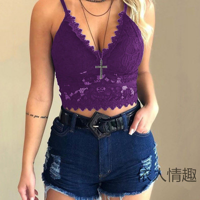 Camașă înfășurată în piept cu bretele din dantelă Top Lenjerie intima nouă pentru dama Camolă Negru Alb Femei Crop Top Sutiene pentru femei Lenjerie