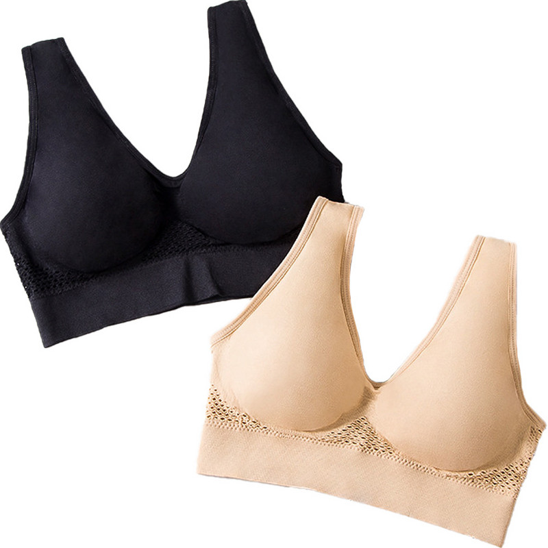 Spordirinnahoidja ilma alustraadita suures suuruses õmblusteta rinnahoidjad Hingav aluspesu, juhtmeta padjanditega Push Up Bralette naiste jõusaal