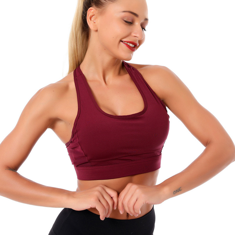 Sutien de yoga din burgundă sexy pentru femei, maiouri, îmbrăcăminte de stradă, top decupat, sutien de lenjerie casual pentru lounge