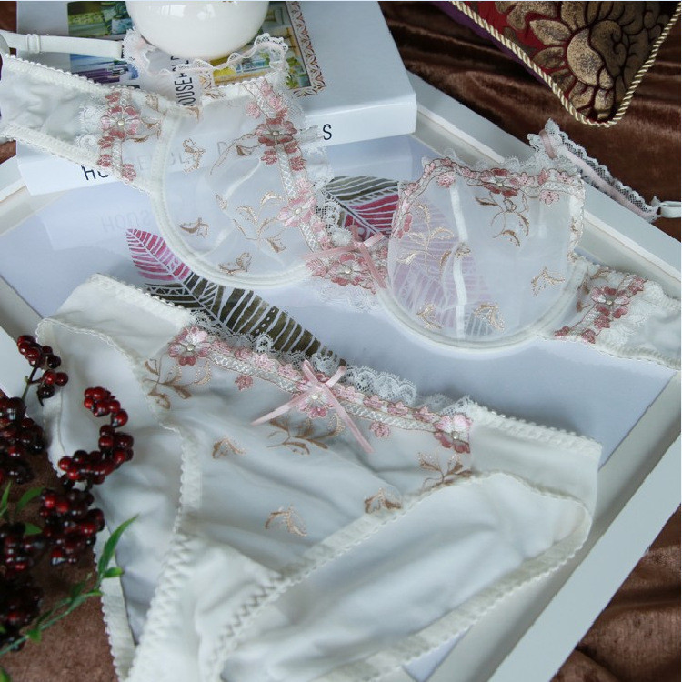 Σετ γυναικεία εσώρουχα Διαφανές διχτυωτό δαντέλα με δακτυλίδι σουτιέν Στριγκάκια Σέξι γυναικεία εσώρουχα See Through Σετ εσωρούχων και εσώρουχα