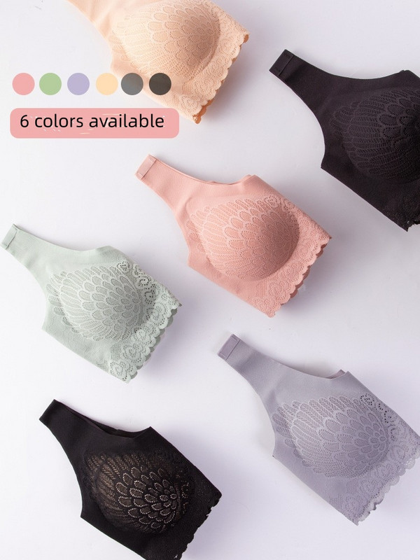 Σουτιέν για γυναικεία εσώρουχα Χωρίς ατσάλινα δαχτυλίδια που συγκεντρώνει εσώρουχα χωρίς ραφές One Piece σουτιέν Όμορφη δαντέλα στην πλάτη που δέχεται Εσώρουχα λάτεξ