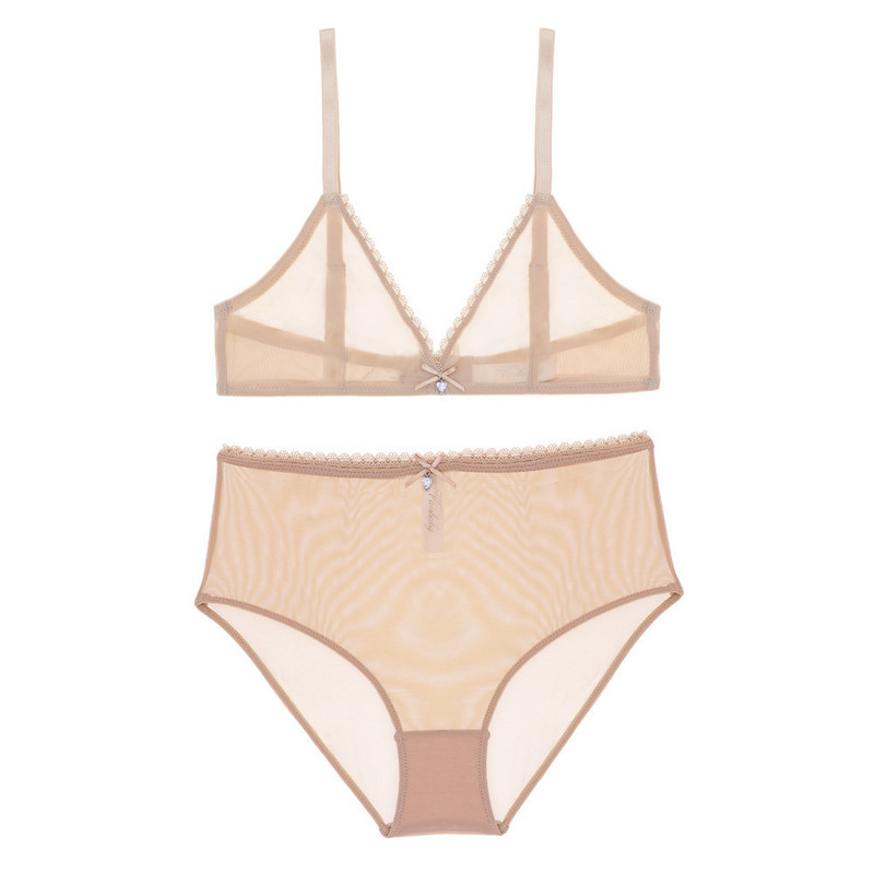 Varsbaby Lenjerie sexy de vară Chiloți francezi cu talie înaltă Lenjerie de corp transparentă Set sutien transparent, fără căptușeală, respirabil