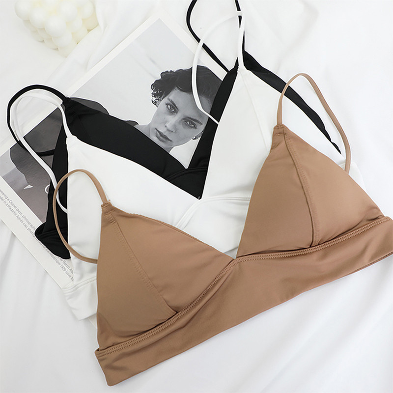 Seksikas bralette top õhuke kolmnurkrinnahoidja polsterdatud juhtmeteta õmblusteta rinnahoidja rinnahoidja sensuaalne naistepesu