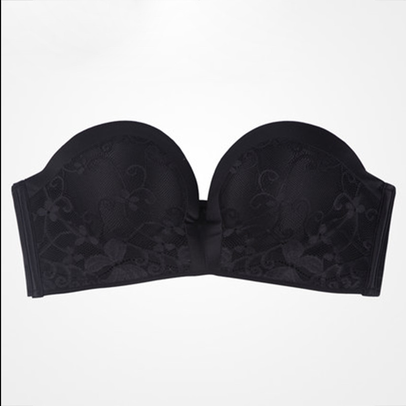 MCLAOSI Sexy Femei Lenjerie de corp fără cusături Lenjerie Sutien fără bretele Rochie de mireasă Push Up Dantela Lenjerie sexy fără spate invizibil