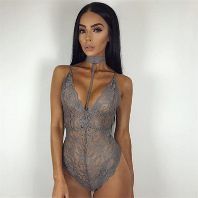 ArtSu Black Lace Halter Bodysuit Women 2017 See Through Summer Playsuit Mesh Sexy Bodycon Rompers Jumpsuits Bodysuits ASJU20025