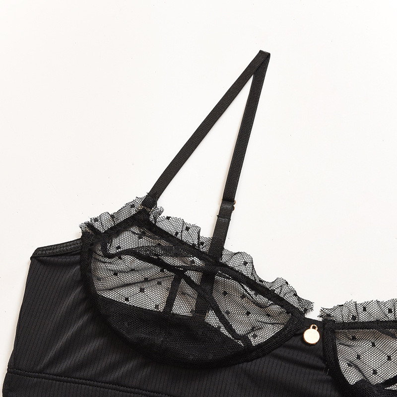 Hot Erotic Sutien + Tanga Lenjerie Sexy Set Sutien Dantela Set Lenjerie Intima Femeie Sutien Push Up cu Chiloți Set Lenjerie Transparentă Volană