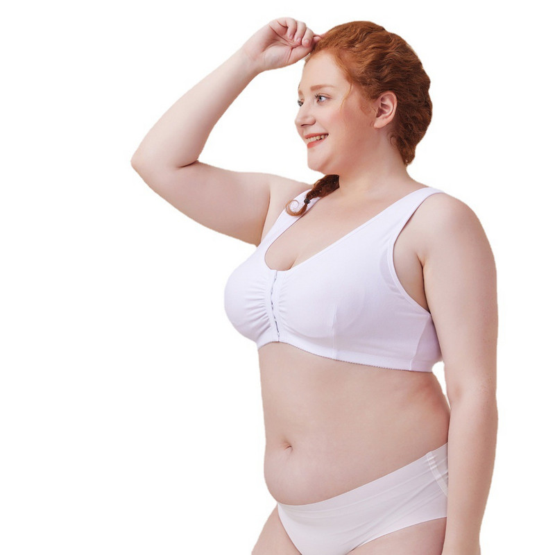 Υπερμεγέθη εσώρουχα μπροστά, λεπτό σουτιέν χωρίς κουμπιά, μπορεί να προσαρμοστεί, χοντρές βαμβακερές τιράντες, το μεγάλο στήθος δείχνει μικρό σουτιέν εσωρούχων