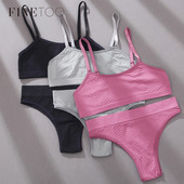 FINETOO S-2XL õmblusteta rinnahoidjakomplekt Naiste žakaarvärvi aluspesu ülikond 3D Dots rinnahoidjate komplekt, pehmed topid madala vöökohaga Brasiilia aluspüksid pesu uus