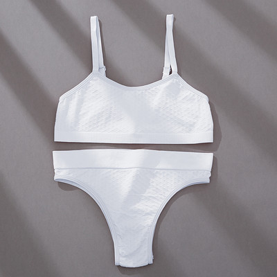 FINETOO S-2XL õmblusteta rinnahoidjakomplekt Naiste žakaarvärvi aluspesu ülikond 3D Dots rinnahoidjate komplekt, pehmed topid madala vöökohaga Brasiilia aluspüksid pesu uus