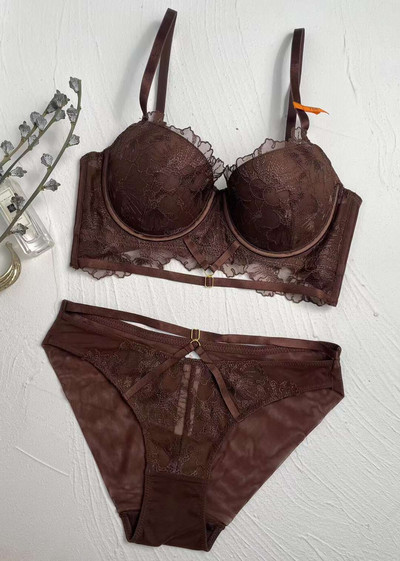 Σετ γυναικείων εσωρούχων 3/4 Cup Push Up Δύο τεμαχίων Top σουτιέν Pantis Lace Sexy Underwire Ρυθμισμένες με λουράκια Εσώρουχα κοστούμια για γυναίκες