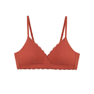 Lenjerie din bumbac HIVOF, sutien cu cupe triunghiulare respirabil fara inel de otel, sutien mic pentru fete studente