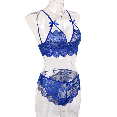 Seksikas musta pitsiga naistepesukomplekt, 2-osaline Babydoll aluspesukomplekt, talje rikapaelad Push Up rinnahoidja, põskkostüüm ja põskkokkpüksid