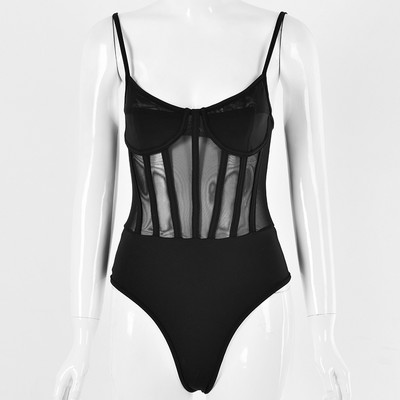 She'sModa New Mesh Perspective Hollow Women's Bodysuit Salopetă femei salopetă
