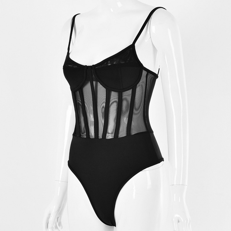 She'sModa New Mesh Perspective Hollow Women's Bodysuit Salopetă femei salopetă
