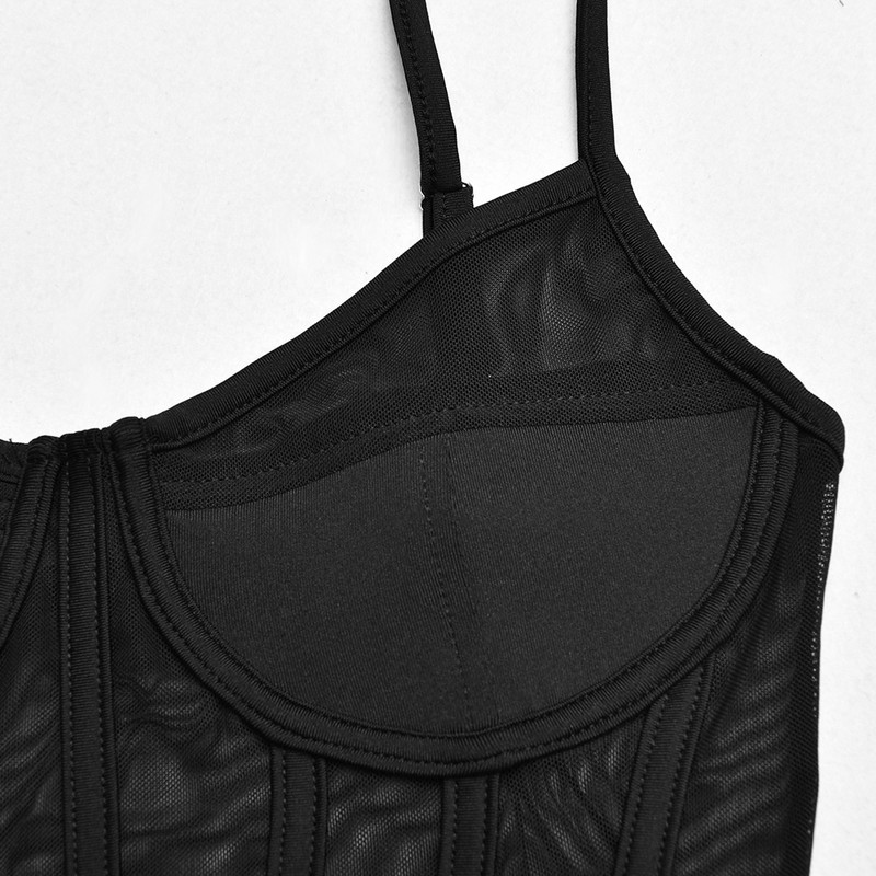 She'sModa New Mesh Perspective Hollow Women's Bodysuit Salopetă femei salopetă