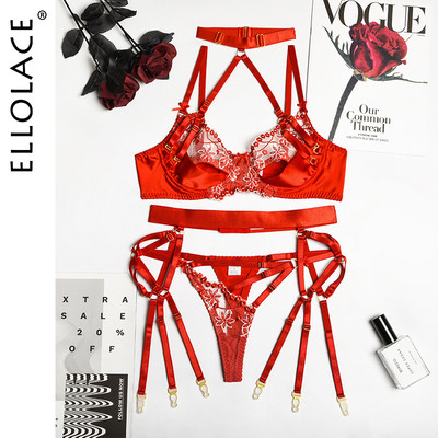 Ellolace senzualno donje rublje erotski halter prozirno izdubljeno donje rublje grudnjak sa žicom čipkasti vez povez egzotični setovi