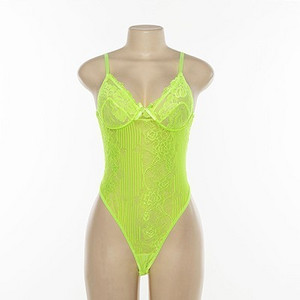 Isiksus Body de vară negru cu tanga, transparent, sexy, pentru femei, din dantelă, plasă albă, fără spate, fără umeri, 2019, pentru femei JS030