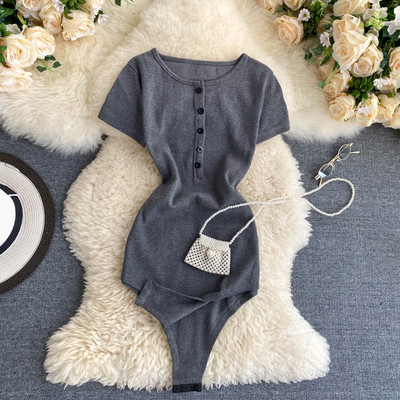 Teeuiear Slim, gombos, elasztikus nadrágtartó Női szexi overál Nyári bodycon body alkalmi elegáns vékony klub Romper