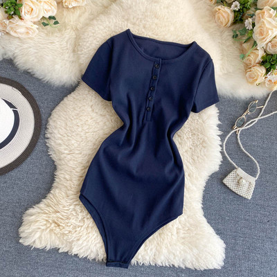 Teeuiear Salopete elastice cu nasturi subțiri Salopete pentru femei Salopete sexy de vară Body body cu ocazional, elegant, Skinny Club Salopetă