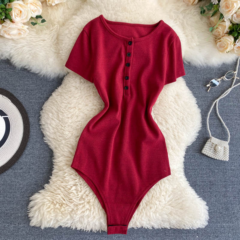 Teeuiear Salopete elastice cu nasturi subțiri Salopete pentru femei Salopete sexy de vară Body body cu ocazional, elegant, Skinny Club Salopetă