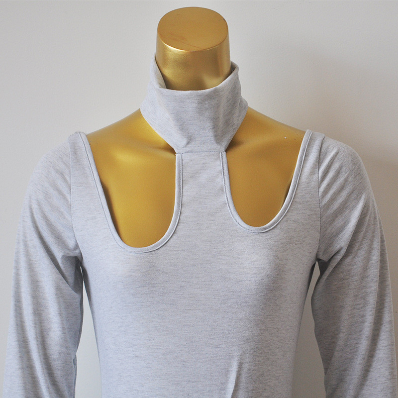 νέο φθινοπωρινό γυναικείο σέξι λεπτή κοντή φόρμα από βαμβάκι romper ροζ κόκκινο μαύρο γκρι κορμάκι με μακρυμάνικο ζιβάγκο Playsuit