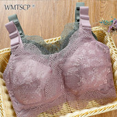 WMTSCP Lenjerie de damă subțire din dantelă nouă, fără inel de oțel, piept mare, sutien mic anti-cădere franțuzesc în V adânc confortabil la spate]