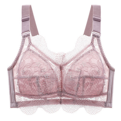 WMTSCP Lenjerie de damă subțire din dantelă nouă, fără inel de oțel, piept mare, sutien mic anti-cădere franțuzesc în V adânc confortabil la spate]