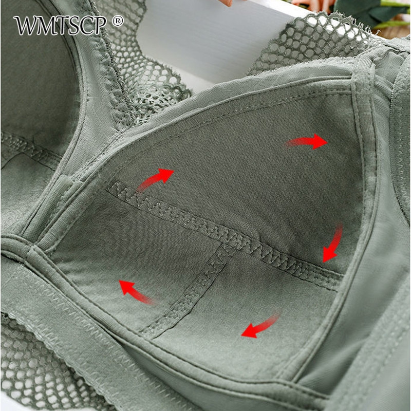 WMTSCP Lenjerie de damă subțire din dantelă nouă, fără inel de oțel, piept mare, sutien mic anti-cădere franțuzesc în V adânc confortabil la spate]