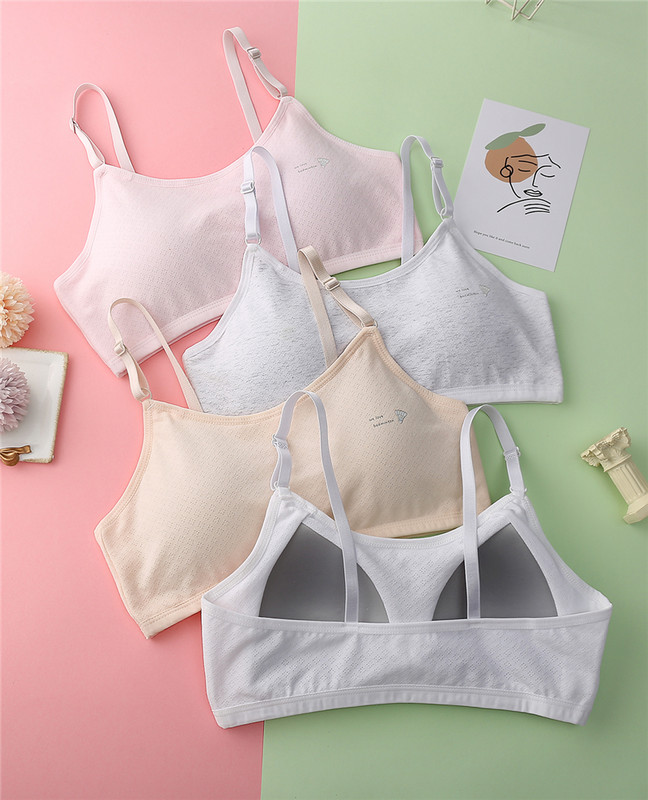 Bumbac respirabil Fete Tineri Studenți Sutiene de antrenament fără sârmă subțire Adolescenți Copii Bretele ajustate Sutien sport Lenjerie intimă