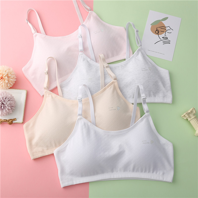 Bumbac respirabil Fete Tineri Studenți Sutiene de antrenament fără sârmă subțire Adolescenți Copii Bretele ajustate Sutien sport Lenjerie intimă