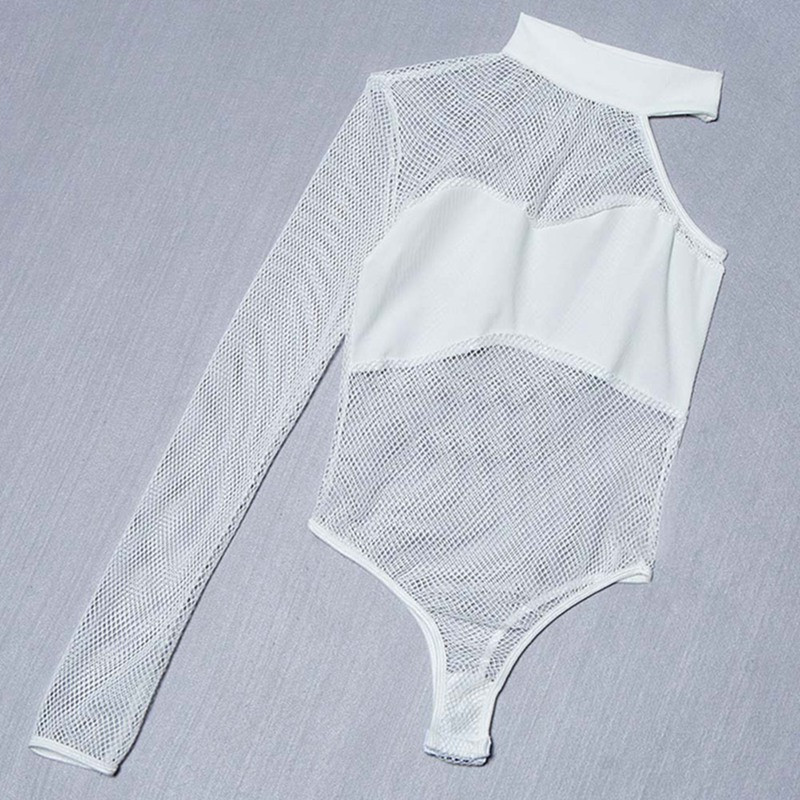 Γυναικείο κορμάκι Skinny Solid Body Feminino 2019 Νέα καυτά ρούχα παραλίας Άνοιξη & Καλοκαίρι Νέο Mesh Hollow Perspective Slim Jumpsuit Women