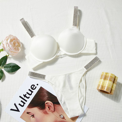 Ženski VS čipkasti grudnjak Komplet seksi push up kompleta donjeg rublja Slodovi sa kamenčićima Bešavni grudnjaci Gaćice Žensko intimno Ružičasto donje rublje