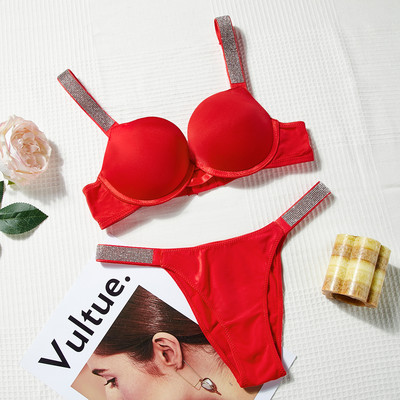 Ženski VS čipkasti grudnjak Komplet seksi push up kompleta donjeg rublja Slodovi sa kamenčićima Bešavni grudnjaci Gaćice Žensko intimno Ružičasto donje rublje