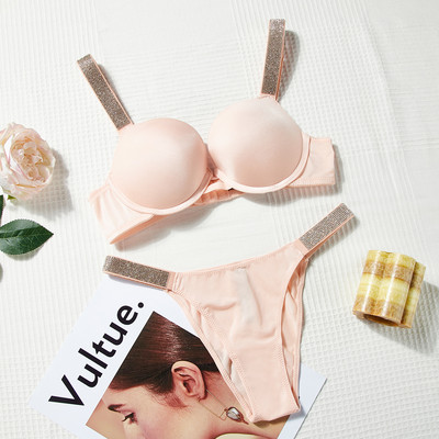 Ženski VS čipkasti grudnjak Komplet seksi push up kompleta donjeg rublja Slodovi sa kamenčićima Bešavni grudnjaci Gaćice Žensko intimno Ružičasto donje rublje