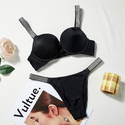 Ženski VS čipkasti grudnjak Komplet seksi push up kompleta donjeg rublja Slodovi sa kamenčićima Bešavni grudnjaci Gaćice Žensko intimno Ružičasto donje rublje