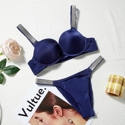 Ženski VS čipkasti grudnjak Komplet seksi push up kompleta donjeg rublja Slodovi sa kamenčićima Bešavni grudnjaci Gaćice Žensko intimno Ružičasto donje rublje